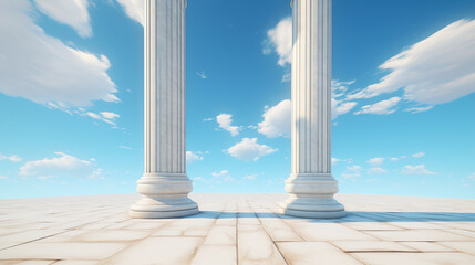 Majestic White Columns Against a Clear Sky