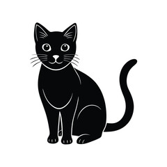 black and white cat Vector Illustration