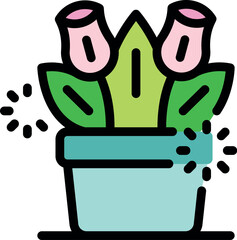 Colorful illustration of blooming flowers in a pot, symbolizing growth, nature, and gardening