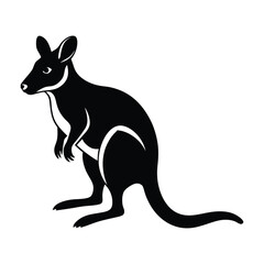 kangaroo standing vector silhouette illustration on white background