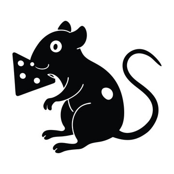 recommend clip art: mouse nibbling on cheese vector illustration silhouette on white background