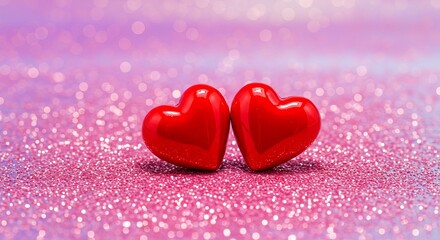 Obraz premium Valentine's Day Glitter Hearts Shiny Background