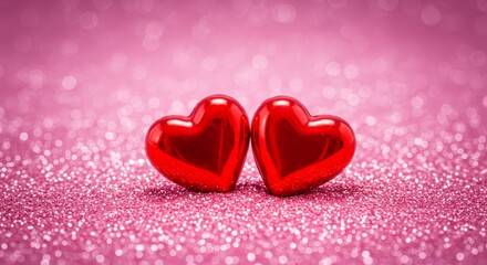 Fototapeta premium Valentine's Day Glitter Hearts Shiny Background