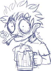 Design of funny man with beer