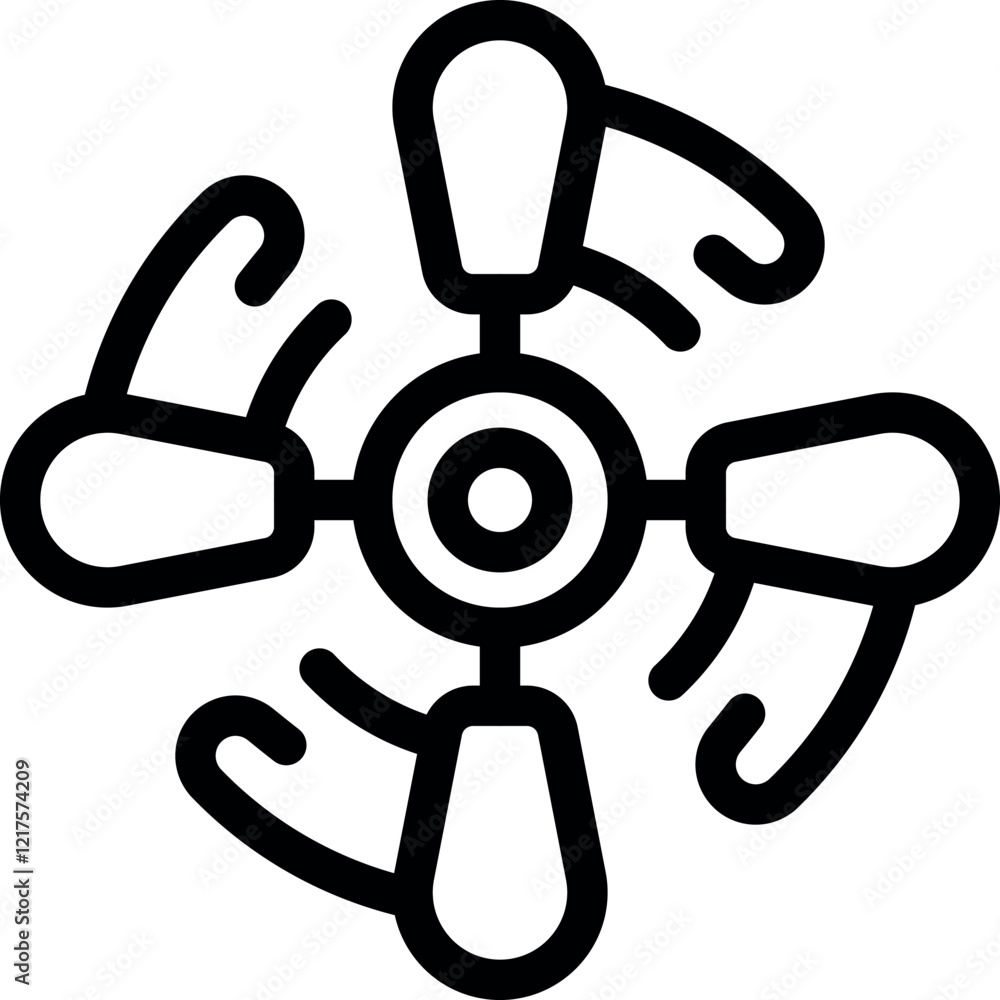 Poster quadcopter propellers spinning and creating wind currents during flight, ensuring stability and mane