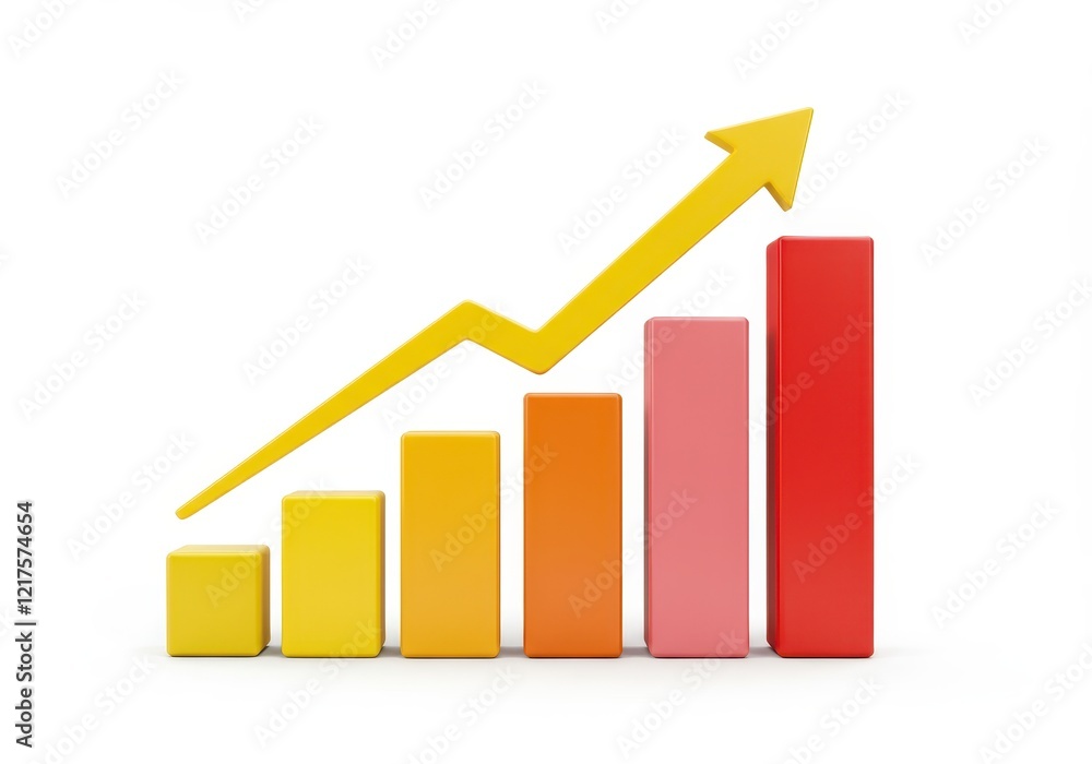 Poster a 3d illustration of a bar graph symbolizing data or progress isolated on white background