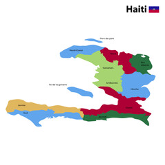 Map of Haiti with flag. 3d map of Haiti . Printable Vector Map of Haiti 