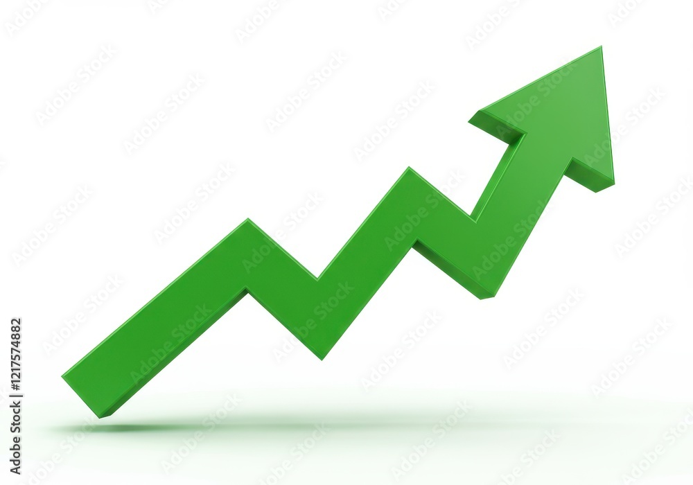 Poster a 3d illustration of a zigzag arrow pointing upward symbolizing growth or progress isolated on white