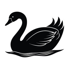 swimming duck vector illustration silhouette on white background