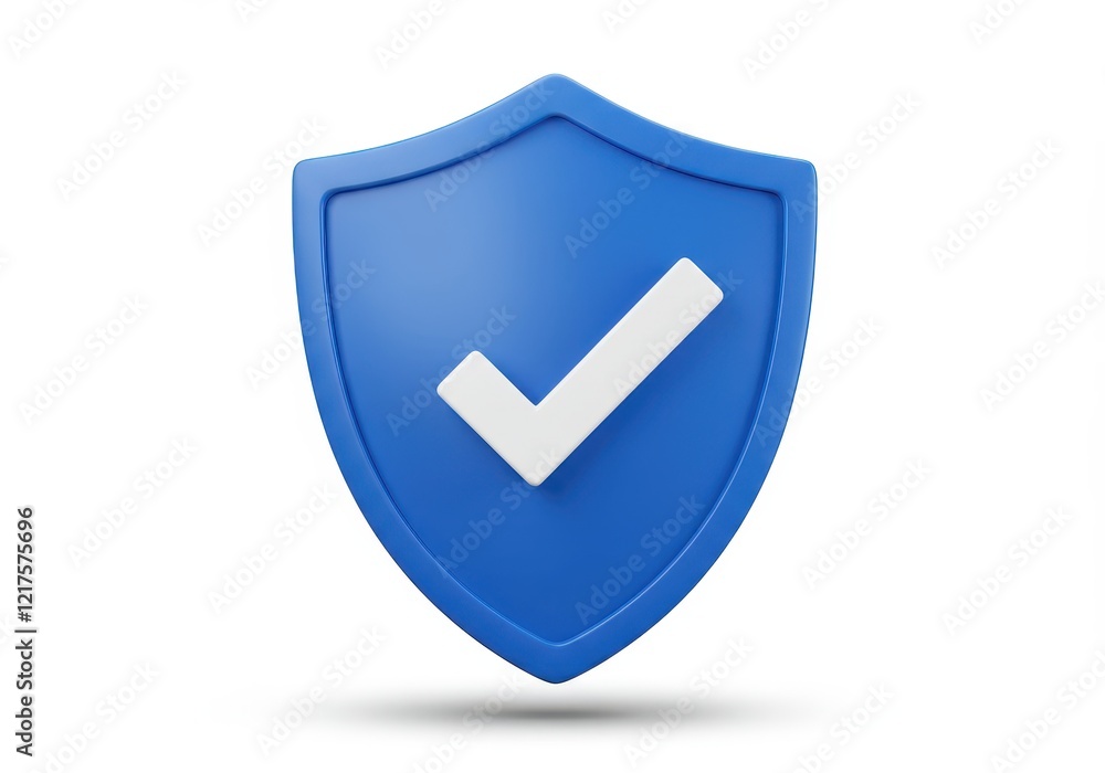 Aufkleber a 3d illustration of a blue shield with a white checkmark in the center symbolizing security or veri