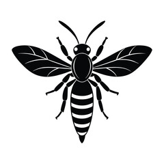 Siting bee vector illustration silhouette on white background