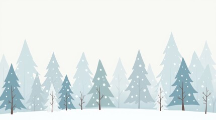 Obraz premium illustration of snow-covered trees, featuring simple shapes and cool colors