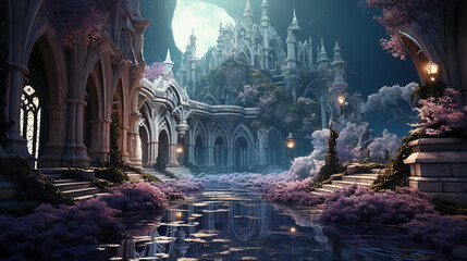 Enchanted Gothic Castle Under Moonlight