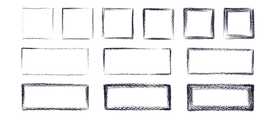 Rectangle frame. Crayon handdrawn paper set Grunge