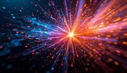 Obraz premium Abstract Colorful Light Rays Exploding From Center
