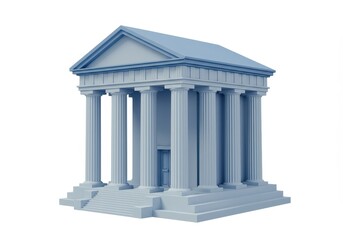 Obraz premium A 3D rendering of a classical bank building with Greek style columns and a triangular roof isolated on white background