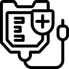 Medical blood bag with plus symbol representing health and safety in blood transfusions