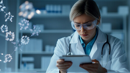 Medical professional analyzes data in laboratory setting