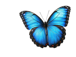 A blue morpho butterfly with its wings fully extended PNG transparent.