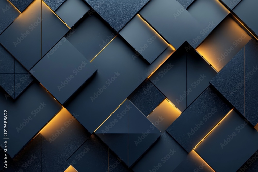 Aufkleber abstract geometric design featuring dark cubes with illuminated edges in a modern artistic style