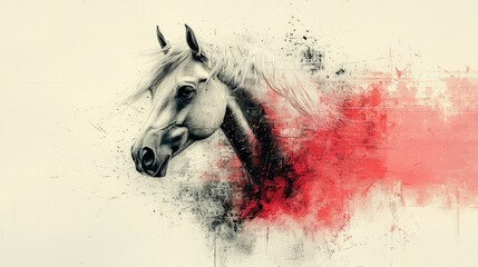 Elegant White Horse Abstract Artistic Portrait