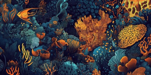 Vibrant Underwater Coral Reef Scene With Fish