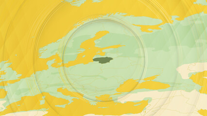 Abstract Map of Lithuania and Surrounding Regions with Circular Patterns.