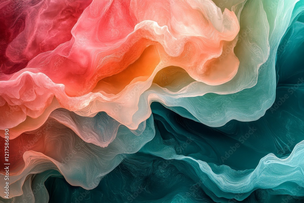Poster colorful abstract waves showcase fluid movement and texture in a vibrant composition of soft hues an