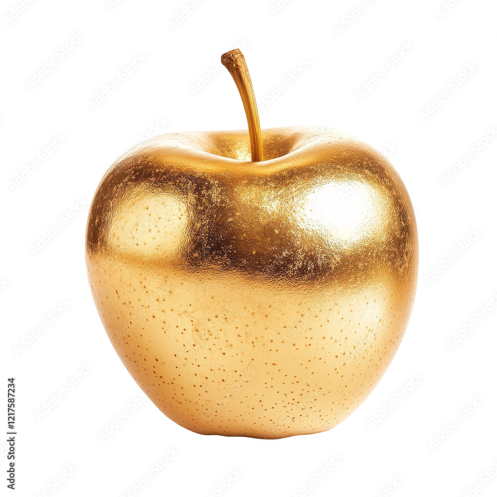 Aufkleber a gleaming golden apple displayed on a pristine transparent background, showcasing its lustrous surf