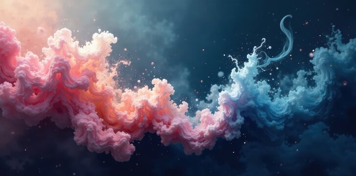 Soft white fog swirls abstractly on dark canvas, night, smoke, abstract