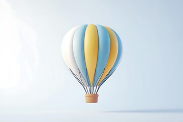 Fototapeta premium A Charming Cartoon Hot Air Balloon Against a Light Blue Background