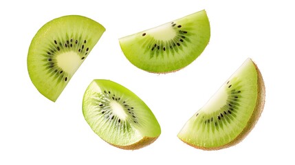 Fototapeta premium Falling Kiwi fruit slice, Cutout.
