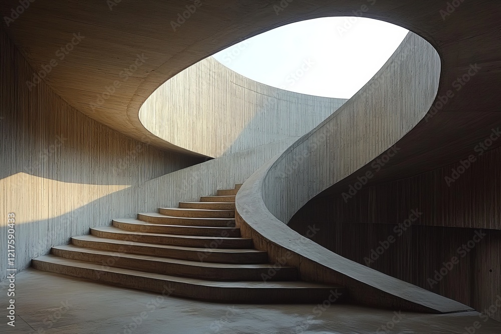 Aufkleber modern spiral staircase with natural light illuminating the elegant architecture design inside a bui