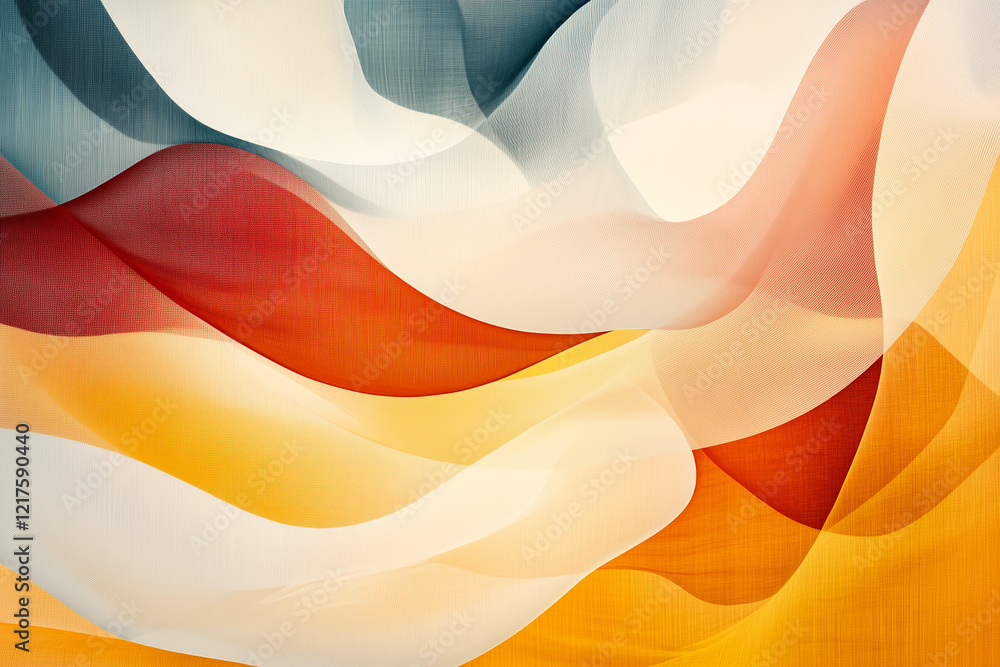 Aufkleber abstract podcast artwork featuring flowing lines in warm and cool shades providing a dynamic visual 