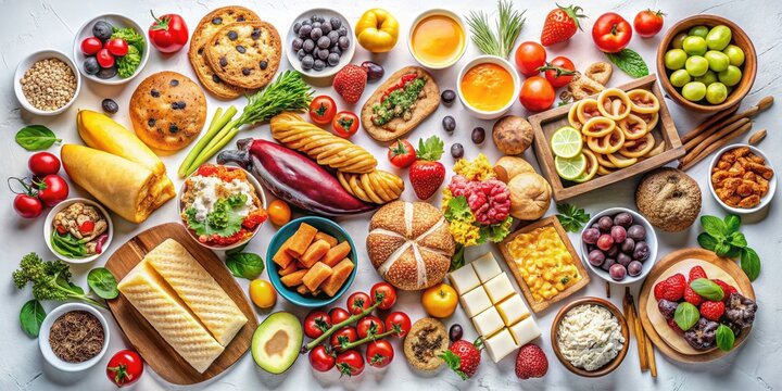 Studio-shot culinary images: pristine white backgrounds highlight delectable dishes in high-resolution panoramas.