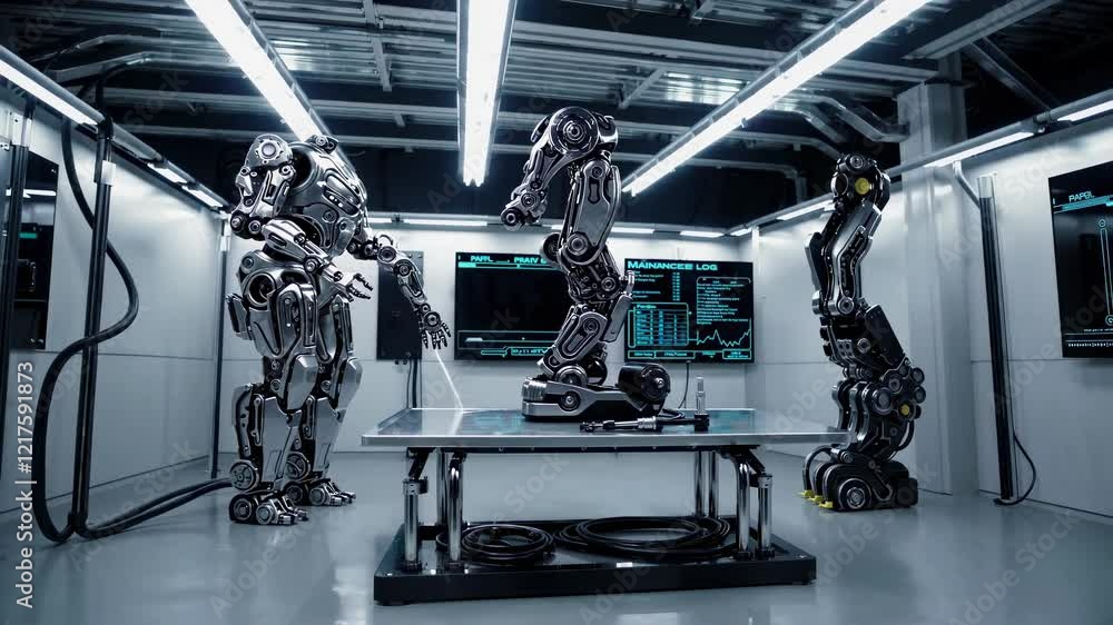Aufkleber Robotic arms performing advanced assembly tasks in a high-tech facility