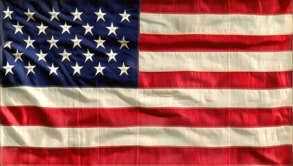 Obraz premium united states flag fabric laying on dark navy background. top flat laying view.