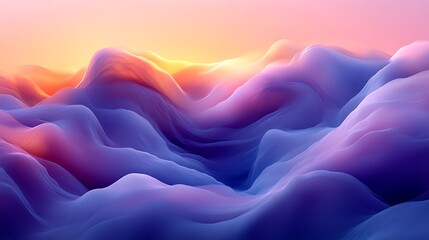 Obraz premium Abstract Landscape Of Flowing Purple And Orange Hills