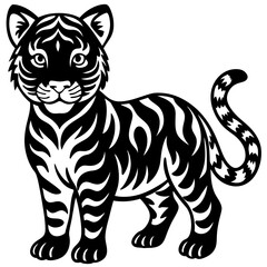 tiger vector cartoon silhouette illustration