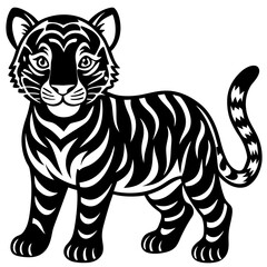 tiger vector cartoon silhouette illustration