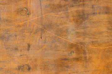 Worn Orange-Brown Painted Plywood Wood Sheet Texture with Dirty Scratches and Marks