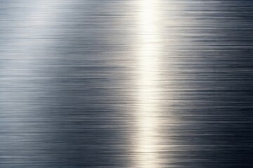 Brushed silver metallic surface close-up with gradient light reflections. The sleek industrial texture emphasizes refinement and versatile applications in design and engineering.
