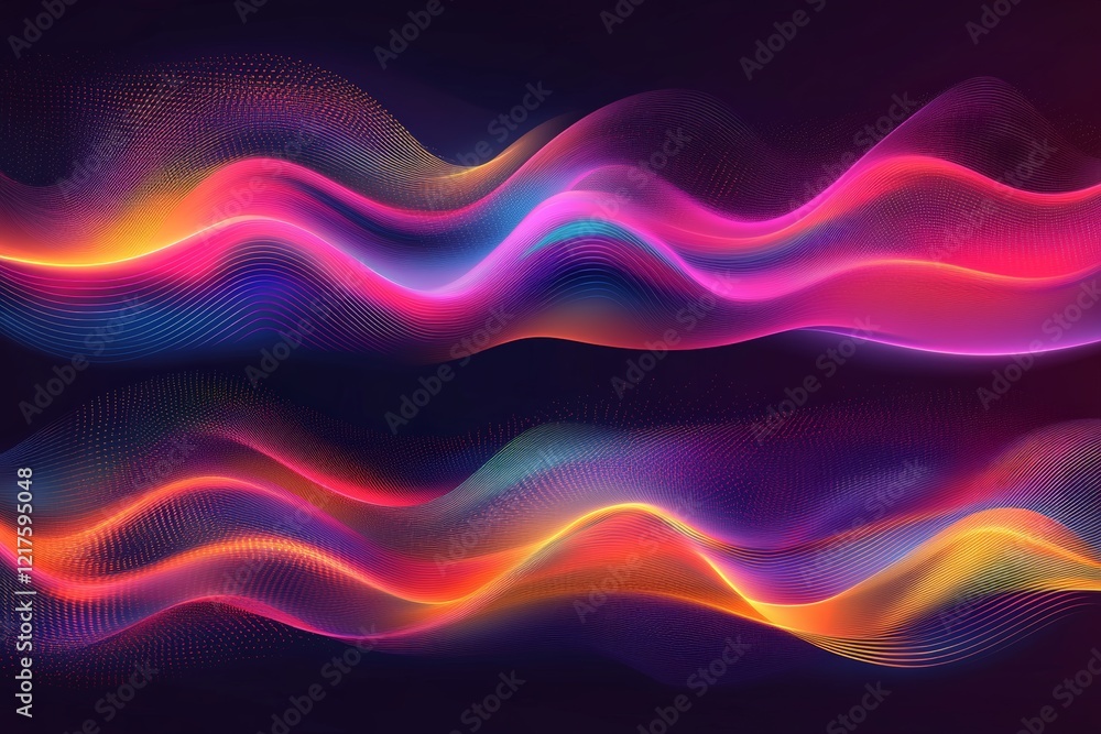 Poster vibrant abstract waves in colorful hues creating a dynamic visual experience