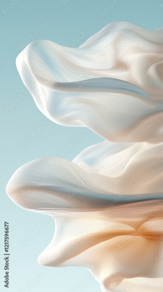 Poster minimalistic layered abstract textures soft colors digital art studio close-up depth and detail