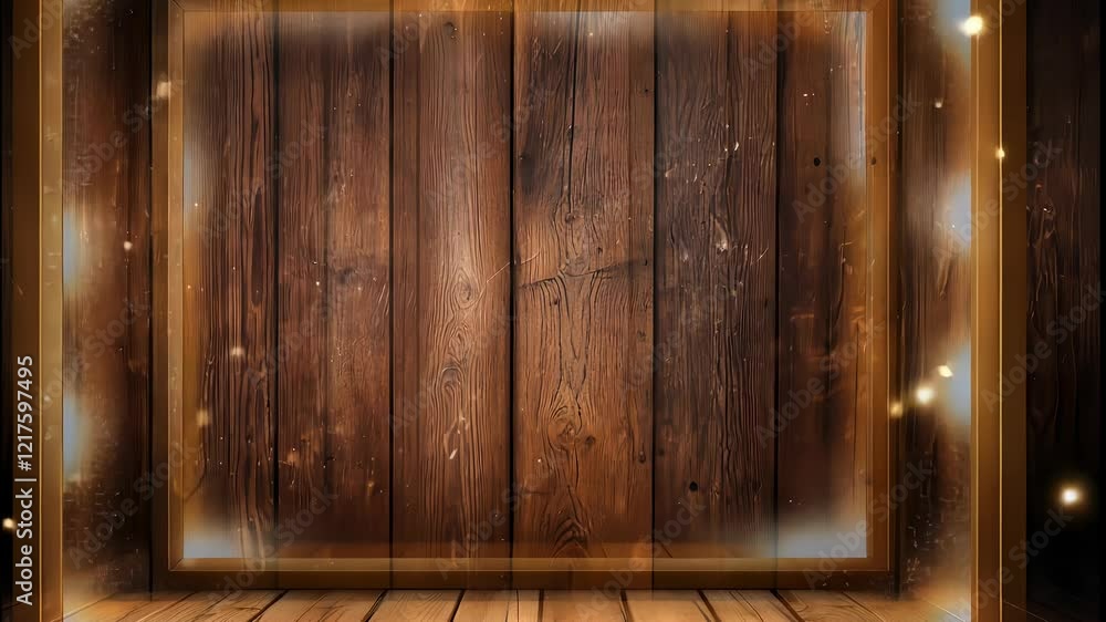 Poster Create a warm and inviting illuminated wooden frame backdrop for your creative projects