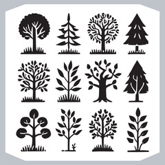 Creative Tree Silhouette Collection Olive Banyan and Other Iconic Trees