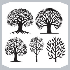 Creative Tree Silhouette Collection Olive Banyan and Other Iconic Trees