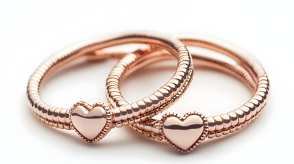 ? A pair of matching couple bracelets with heart-shaped charms isolated on white background in HD