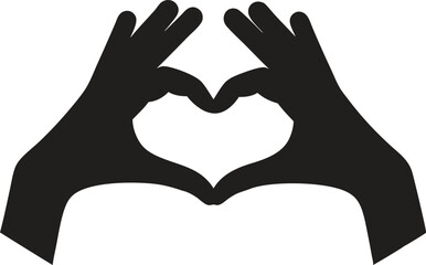 hands heart vector shape, modern love and unity design, heart sign shown by brushes for a sign or icon, Valentine's Day-heart, love black silhouette
