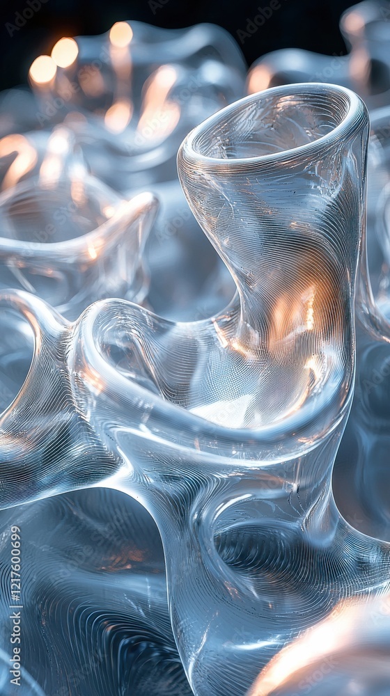 Poster dynamic fluid overlay textures and patterns abstract art installation indoor gallery bright environm